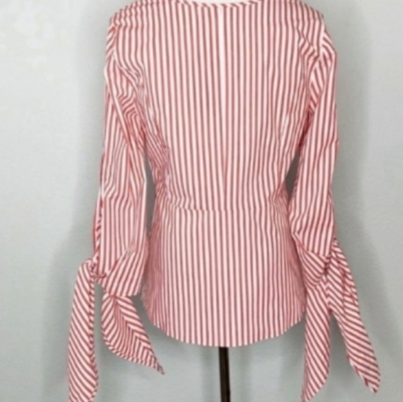 Universal Standard x J Crew Striped Poplin Tie Sleeve Top - Picture 9 of 9